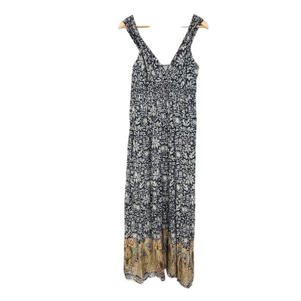 Claudia Richard L V-Neck BABYDOLL Sleeveless Cotton Maxi BOHO Dress